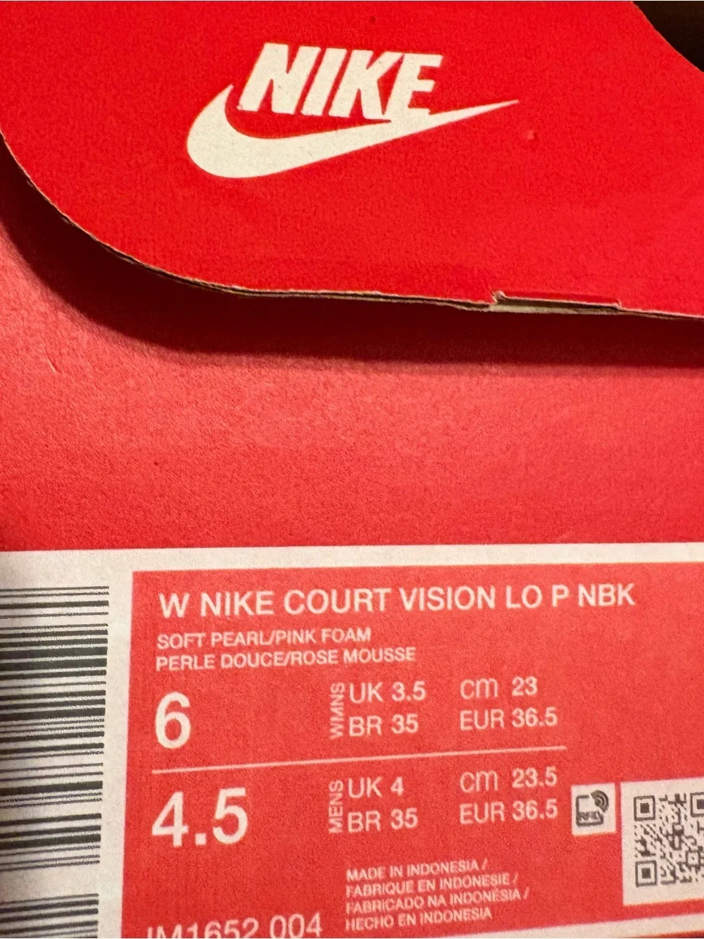 Nike Court Vision Low Neapolitan Brown Cream Pink Wonen’s Sneaker 6/6.5/9.5/10